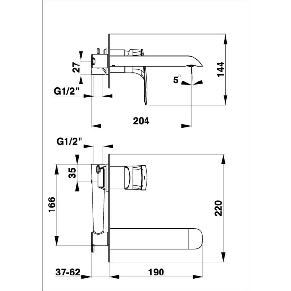 Herz Elite – Ugradna armatura za umivaonik komplet e80 - 00080 - Slika 2