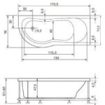 Kada Gloria, Leva, Ugradna 170x70/76x61 - Slika 2