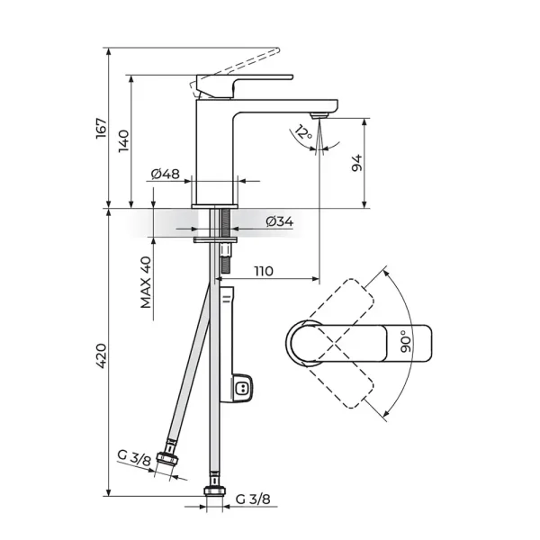 S/2 baterija za lavabo 230101 - Slika 2