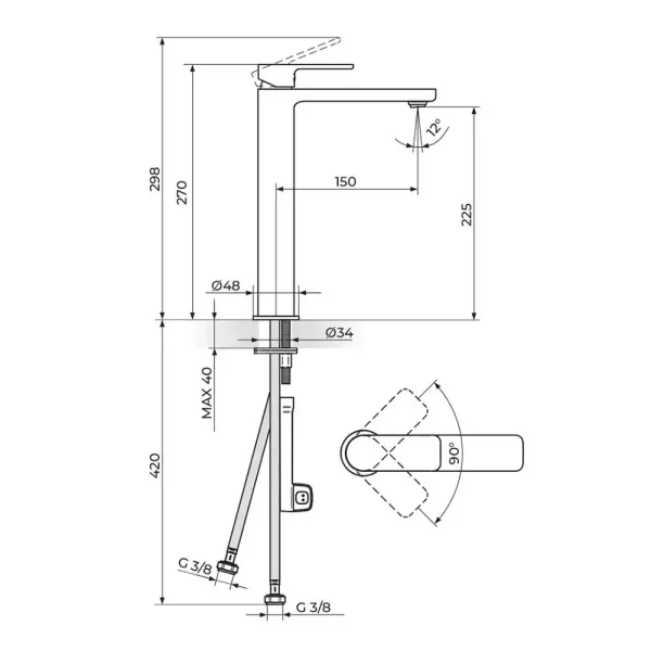 Baterija za lavabo L 230109B - Slika 2