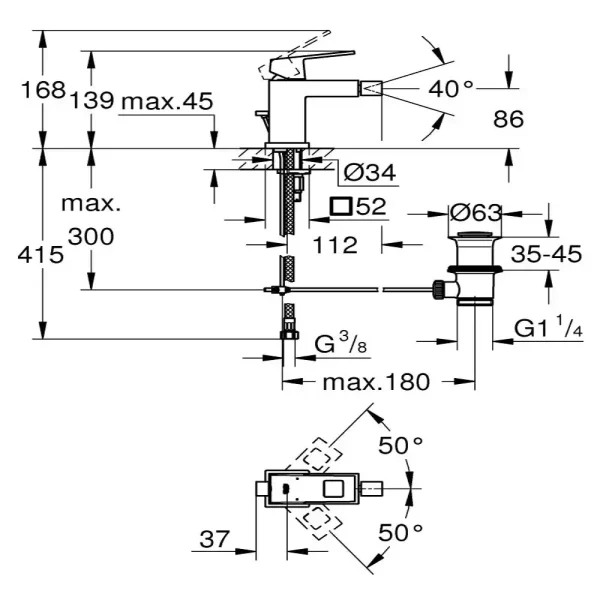 Grohe - za bide Eurocube OHM 1/2" S-size  23138DC0 - Slika 2