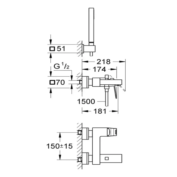 Grohe - za kadu Eurocube OHM 1/2"  23140000 - Slika 3