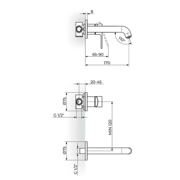 S/2 baterija za lavabo 231402 - Slika 2