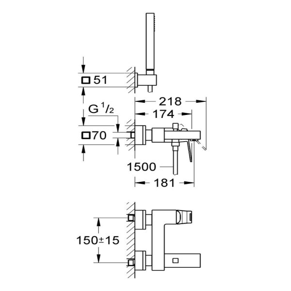 Grohe - za kadu Eurocube OHM 1/2"  23140000 - Slika 2