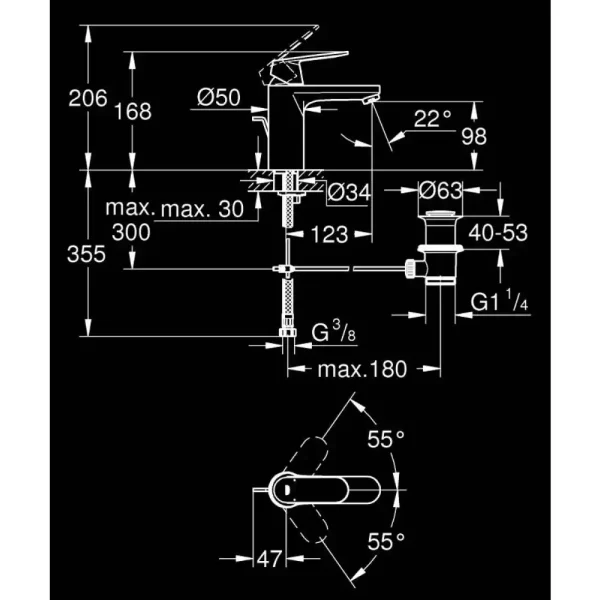 Grohe - za lavabo Eurosmart Cosmopolitan M 23325000 - Slika 2