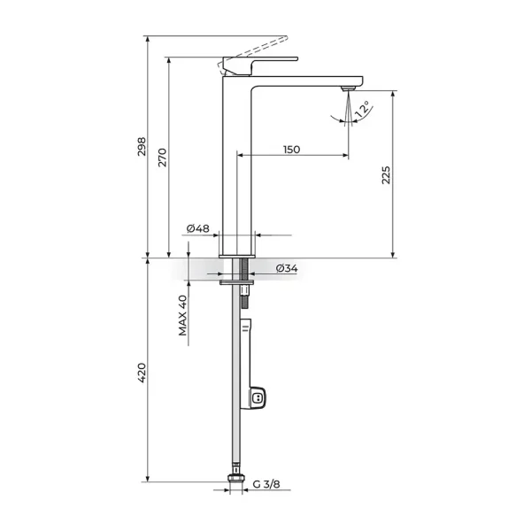 Baterija za lavabo L - hladna voda 254109B - Slika 2