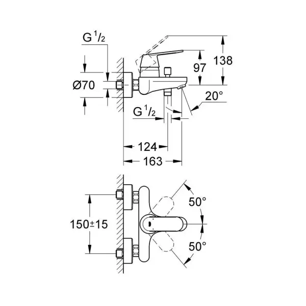 Grohe - za kadu Eurosmart Cosmopolitan 32831000 - Slika 2