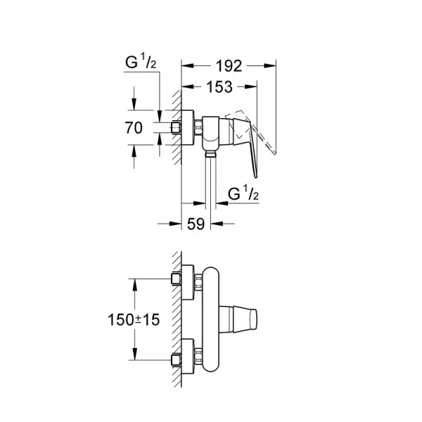 Grohe - za tuš kabinu Eurosmart Cosmopolitan 32837000 - Slika 2