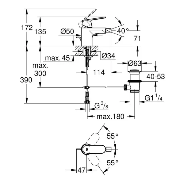 Grohe - za bide Eurosmart Cosmopolitan 32839000 - Slika 2