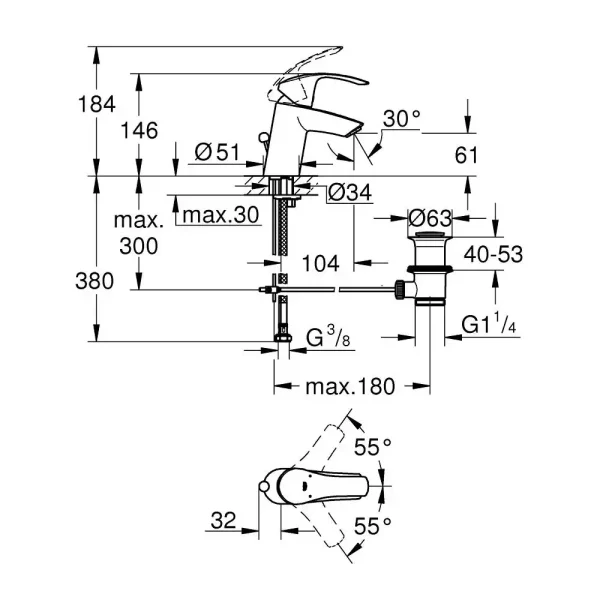 Grohe - za lavabo Eurosmart S 33265002 - Slika 2