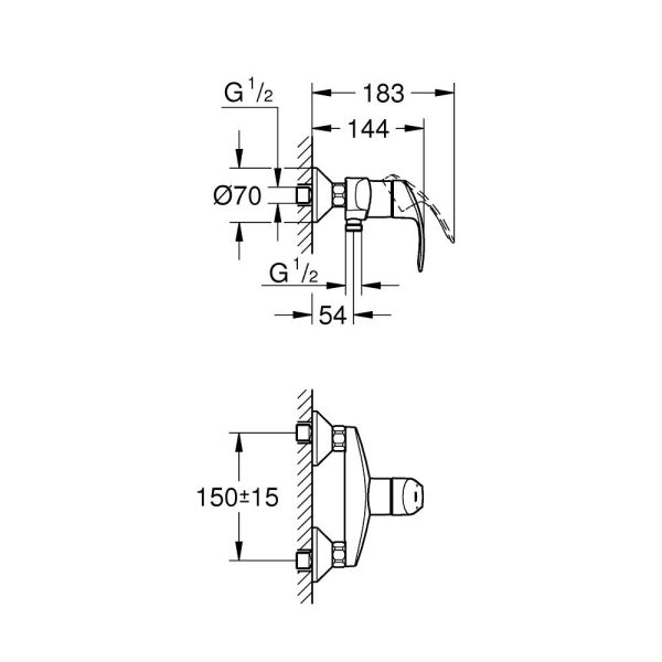 Grohe - za tuš kabinu Eurosmart 33555002A - Slika 2