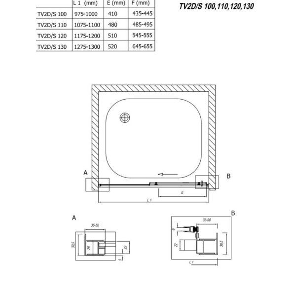 Tuš vrata SQ LINE TV2D/S 110 S/K BELA 511610 - Slika 2