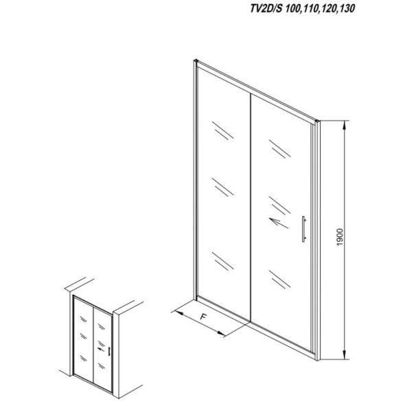Tuš vrata SQ LINE TV/2D 100 S/K BELA 511570 - Slika 3