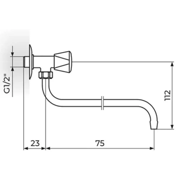 Zidni ventil 3/8" (gornji deo) A501075 - Slika 2