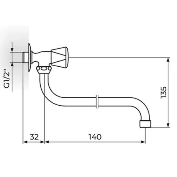 Zidni ventil 1/2" (gornji deo) Klasik A52S140 - Slika 2
