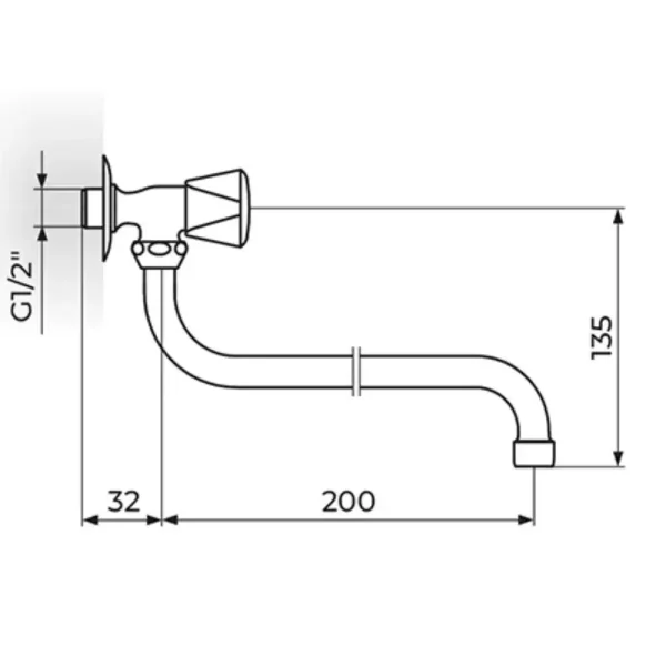 Zidni ventil 1/2" (gornji deo) Klasik A52S200 - Slika 2