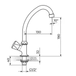 STOJEĆI ventil 1/2" gornji deo, pokretni izliv, J130 - 18 - A531130 - Slika 2