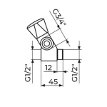 Priključno-prolazni ventil 1/2" sa priključkom 3/4" Klasik A55112 - Slika 2