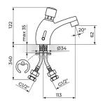 Stojeća baterija za lavabo A73007 - Slika 2