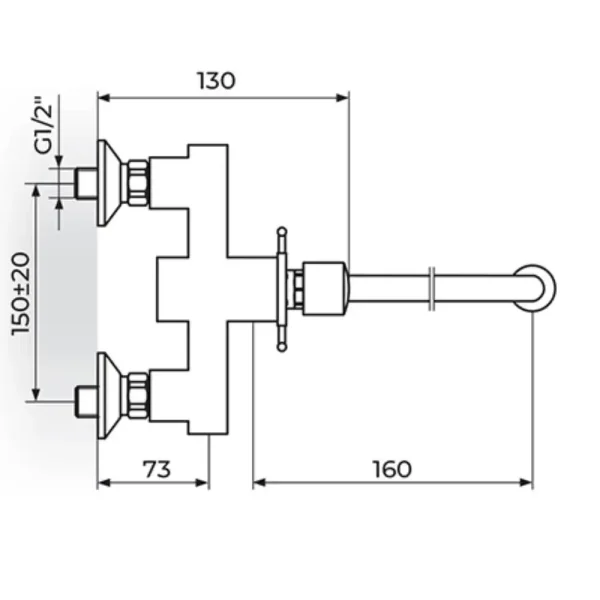 Zidna baterija za lavabo A73206 - Slika 2