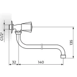 Zidni ventil 1/2" (gornji deo) Keramic AK52S140 - Slika 2