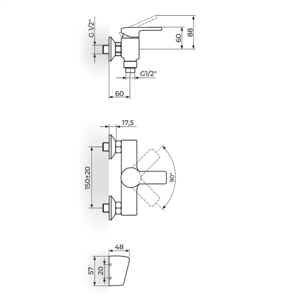 Baterija za tuš kadu B 2 JB37101 - Slika 2