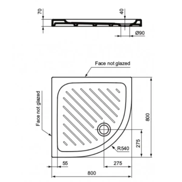 Keramička tuš kada R80 SLIM T468901, slim - Slika 3