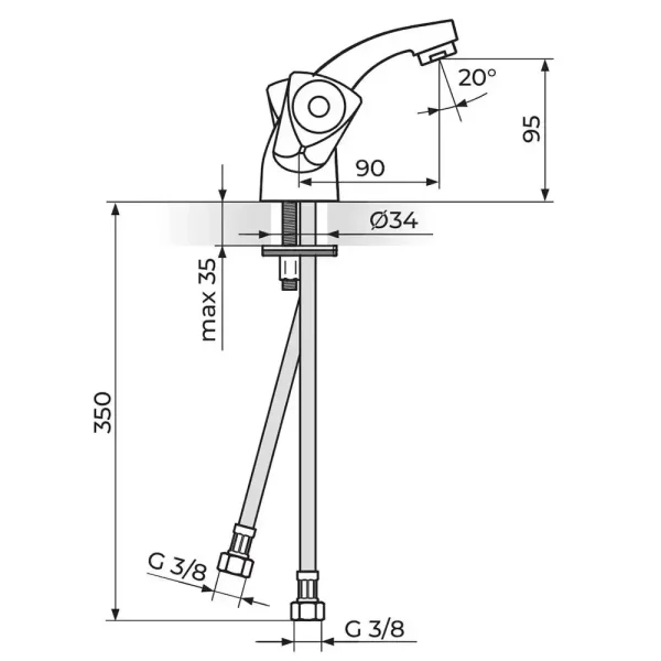 Baterija za lavabo KLASIK FUMME KF21101 - Slika 2