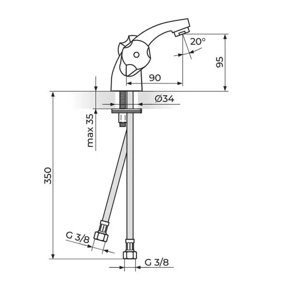 Baterija za lavabo KERAMIC KK21101 - Slika 2