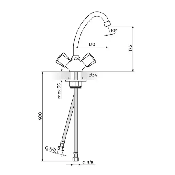 Baterija za sudoperu, lavabo KERAMIC KK23013 - Slika 2