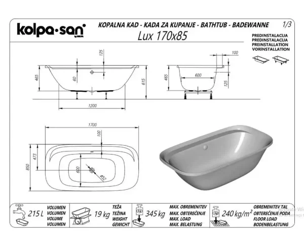 Kada Lux 170x85 922830 - Slika 2