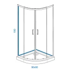Tuš kabina Transparent R90 LINNI grey - Slika 2