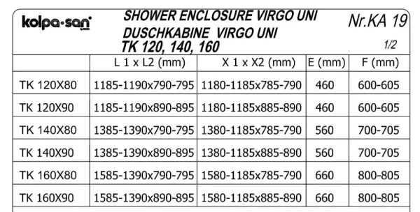 Tuš kabina VIRGO UNI 120x80/K BRILL 513170 - Slika 2