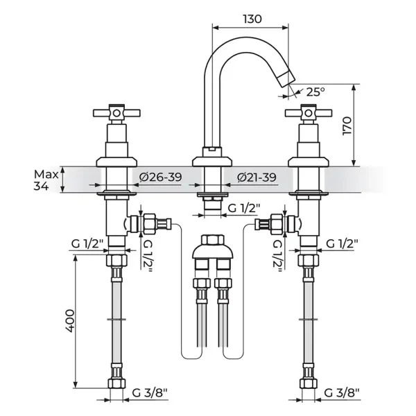 Za lavabo sa 3 otvora XO XO30102 - Slika 2