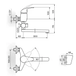 Baterija za kadu, lavabo švedska KING J341001 - Slika 2