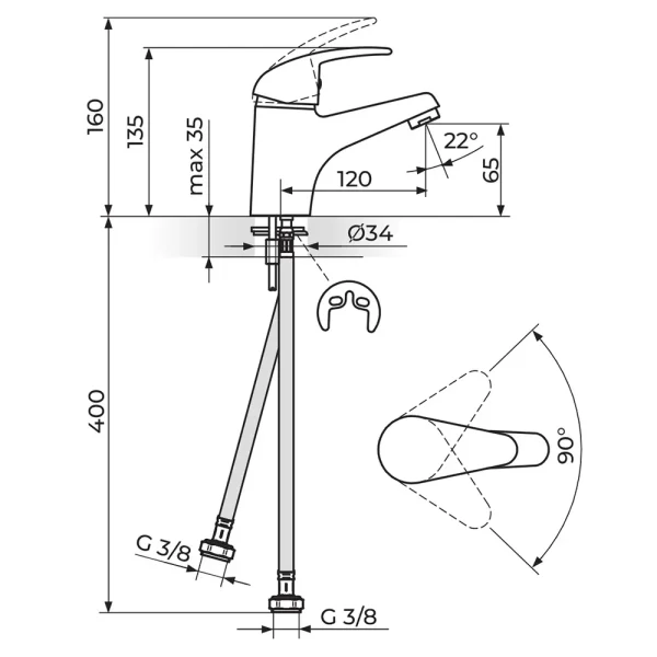 Baterija za lavabo KING J301001 - Slika 2