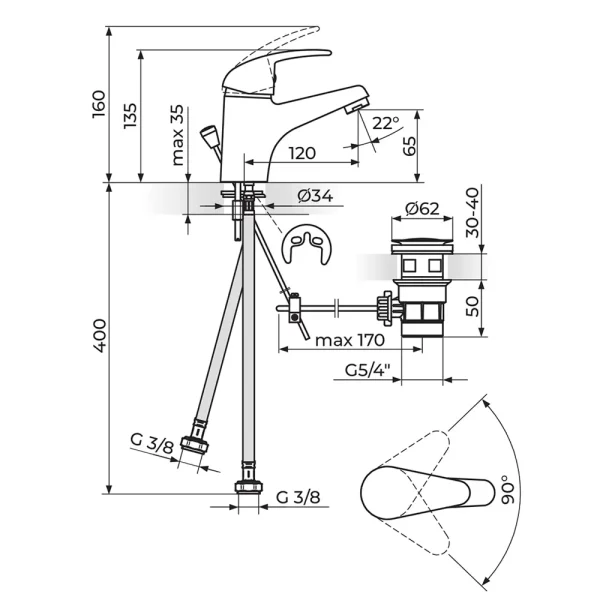 Baterija za lavabo KING J301001M - Slika 2