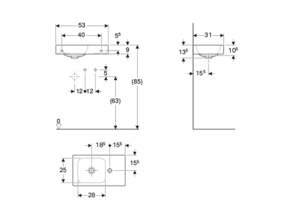 Geberit Umivaonik Icon, Desni 124053000 (53x31) - Slika 2