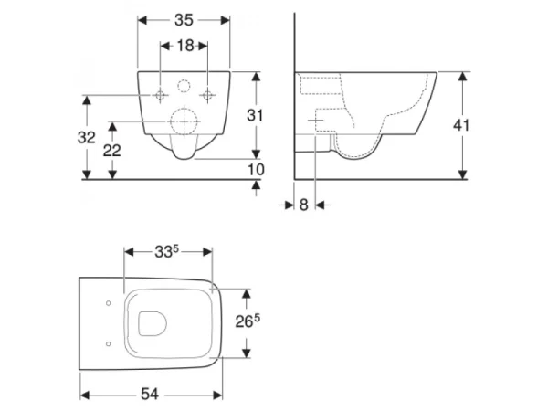 Geberit Konzolna WC šolja Icon Square, Remfree 201950000 - Slika 2