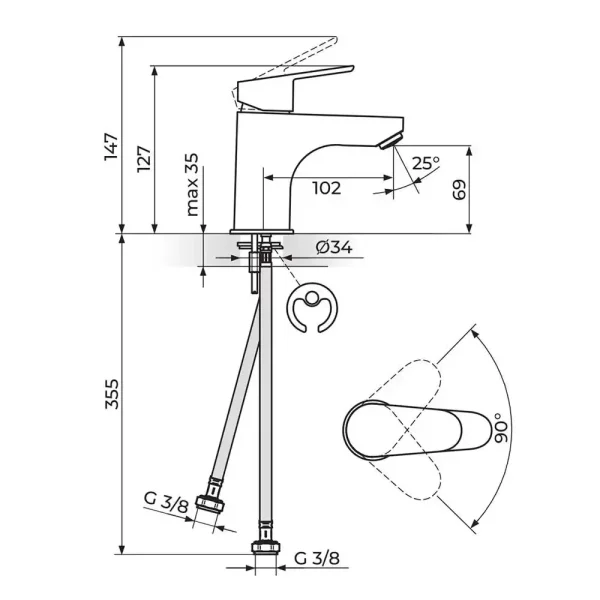 Baterija za lavabo L JA302001 - Slika 2