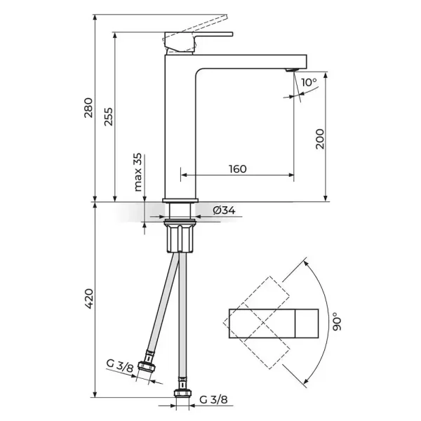 Baterija za lavabo QUADRO JQ30109 - Slika 2