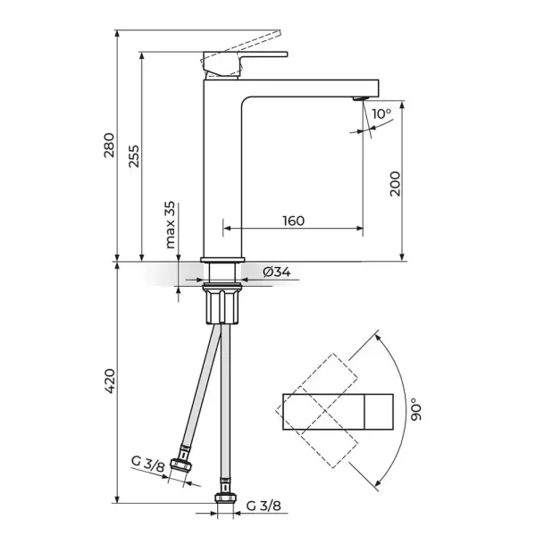 Baterija za lavabo QUADRO JQ30109B - Slika 2