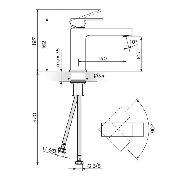 Baterija za lavabo QUADRO JQ30201 - Slika 2
