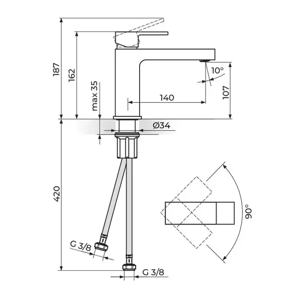 Baterija za lavabo QUADRO JQ30201B - Slika 2