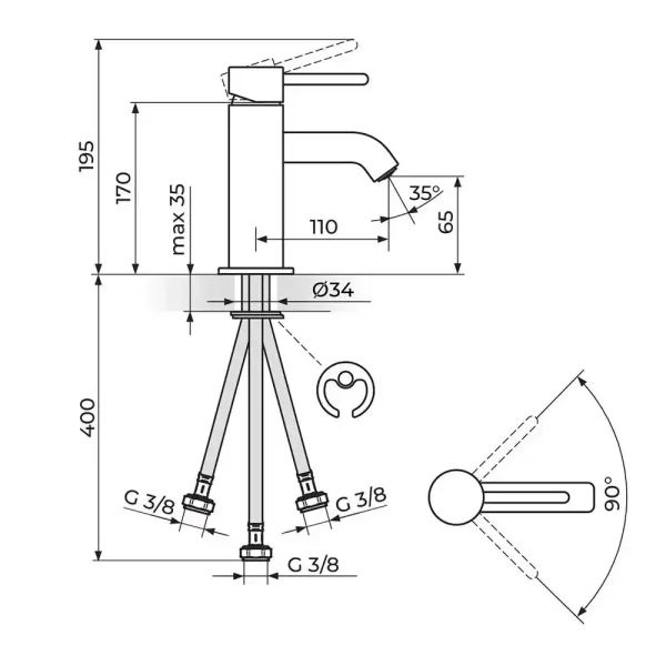 Baterija za lavabo ZERRO JZ30103 - Slika 2