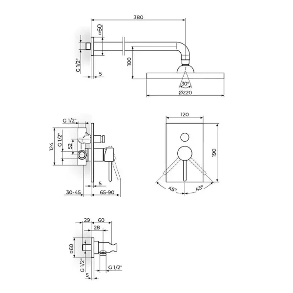 Baterija za tuš kadu ZERRO JZ31601 - Slika 2