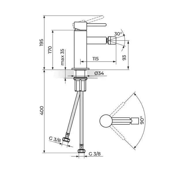 Baterja za bide ZERRO JZ39101 - Slika 2