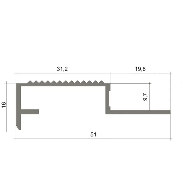 Aluminijumska stepenišna lajsna P1-00 srebrna (DLK122) - Slika 2