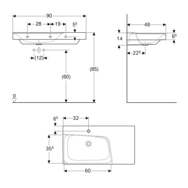 Geberit Umivaonik Xeno2 500.533.01.1 (90x48) - Slika 2