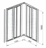 Tuš kabina 120x80x180, bez tuš kade - Slika 2